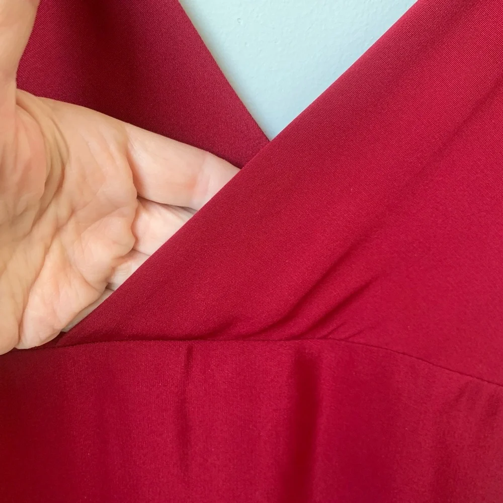 J CREW Women’s Burgundy Wrap Front Side Zipped Lined Sleeveless Tank Silk Dress